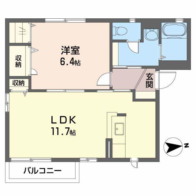ロコモコハウス(1LDK/2階)の間取り写真