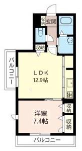 シャーメゾン本牧(1LDK/1階)の間取り写真