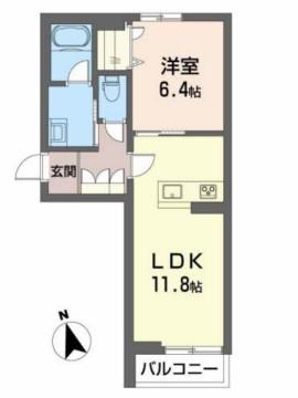 メゾン・グッドライン王子(1LDK/1階)の間取り写真