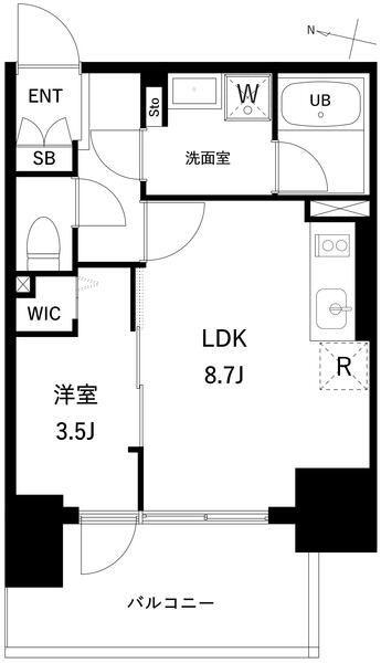 プレディアコート西日暮里(1LDK/14階)の間取り写真