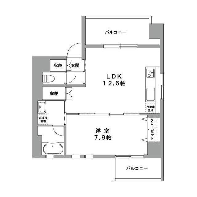 グランデュールⅡ関内(1LDK/4階)の間取り写真