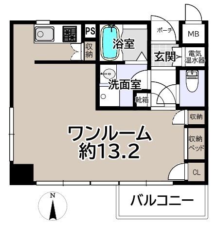シンフォニー四条烏丸(ワンルーム/2階)の間取り写真
