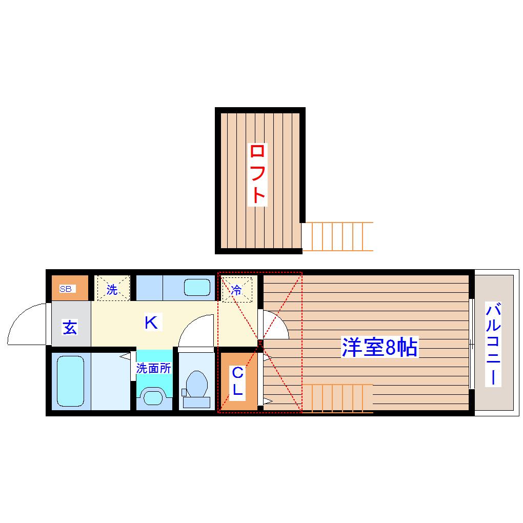 WIT木ノ下(1K/1階)の間取り写真
