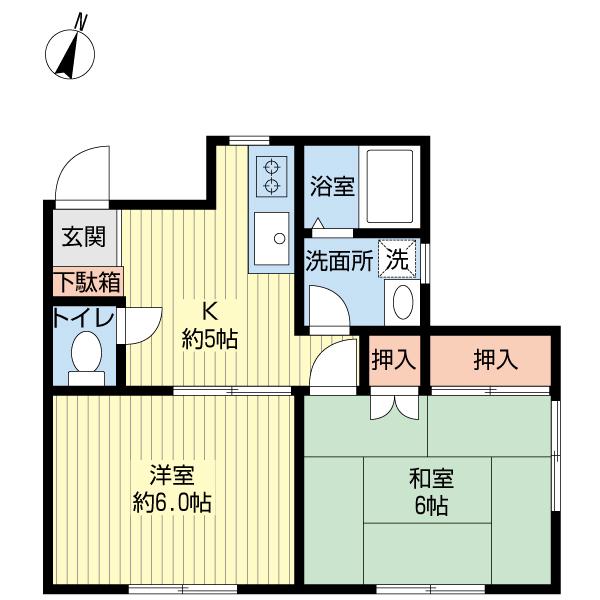 サンハイツあすみが丘(2DK/1階)の間取り写真
