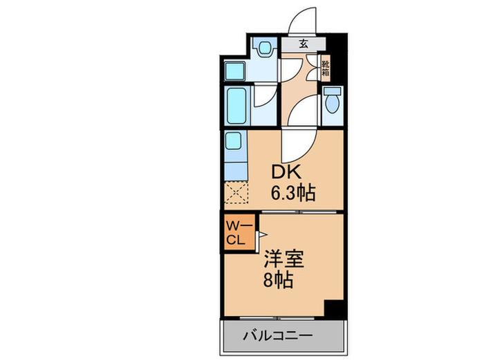 アーバンライフ松田(1DK/4階)の間取り写真