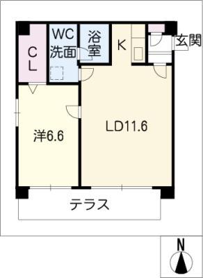 GRAND PLACE KAKUOZAN(1LDK/1階)の間取り写真