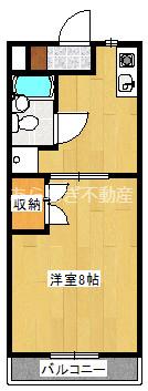 スカイハイツ仲山(1DK/2階)の間取り写真