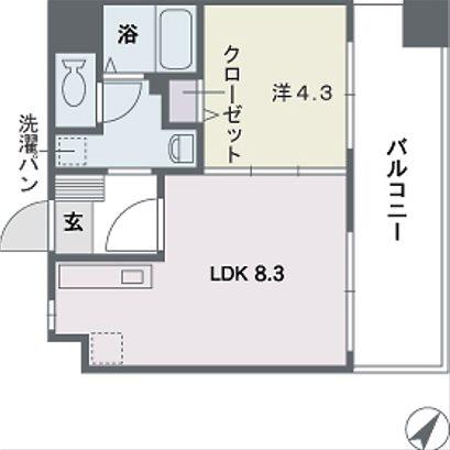 ベレーザ平尾(1LDK/8階)の間取り写真