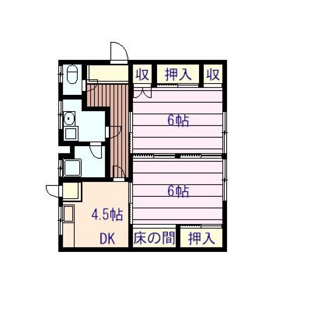 ときわ荘(2DK/2階)の間取り写真