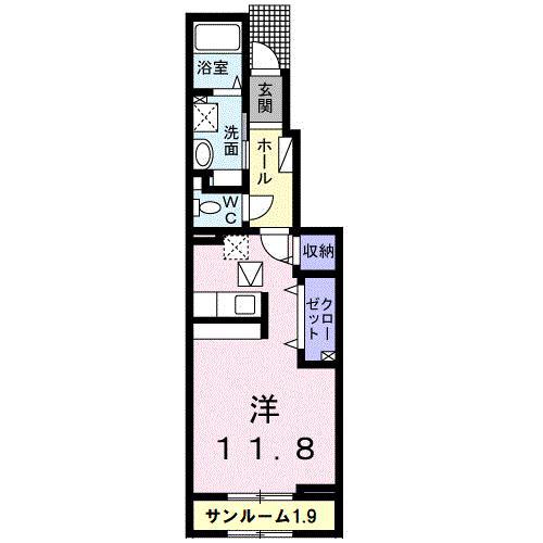 ラテルネ(ワンルーム/1階)の間取り写真