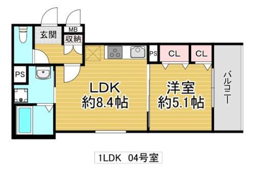 フォレストクリエオーレ諸口(1LDK/3階)の間取り写真