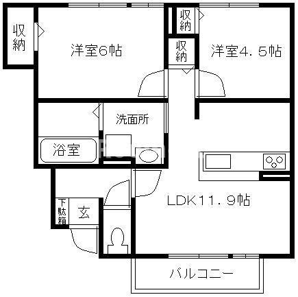 リーオ・コレージュ(2LDK/1階)の間取り写真