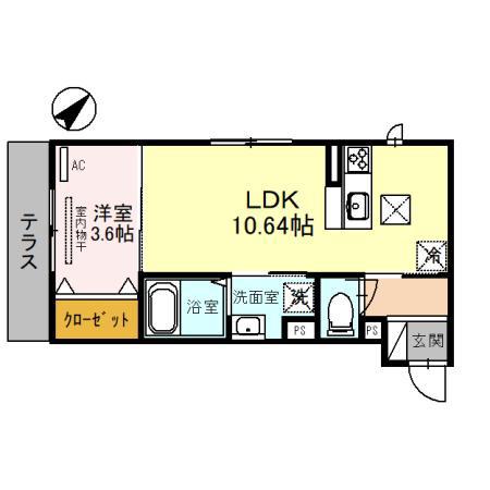 GRAND ESTATE(1LDK/1階)の間取り写真