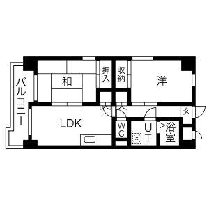 第6協和ビル(2LDK/6階)の間取り写真