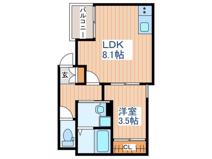 フォルテ河原町(1LDK/2階)の間取り写真