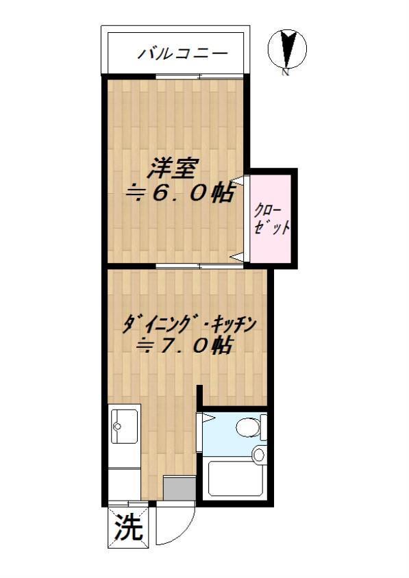 プラムハイツ(1DK/2階)の間取り写真