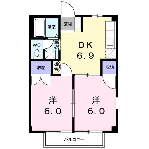 ドリームI(2DK/2階)の間取り写真