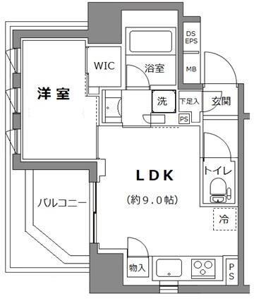 ルフォンリブレ蔵前コンセール(1LDK/3階)の間取り写真