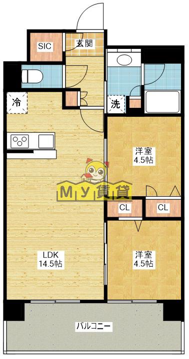 プレサンスロジェ栄(2LDK/2階)の間取り写真