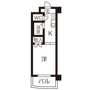 ラ・モヴェール白壁(1K/2階)の間取り写真
