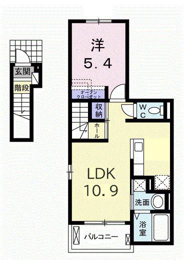 ラフレシール(1LDK/2階)の間取り写真