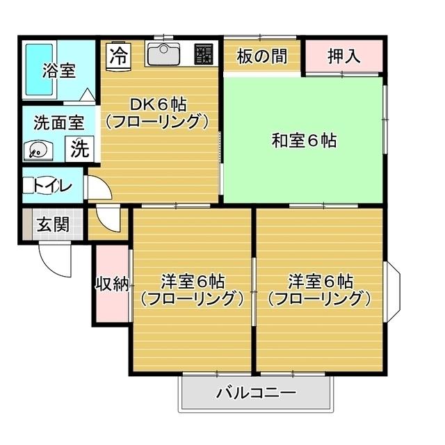 KハイツC(3DK/2階)の間取り写真
