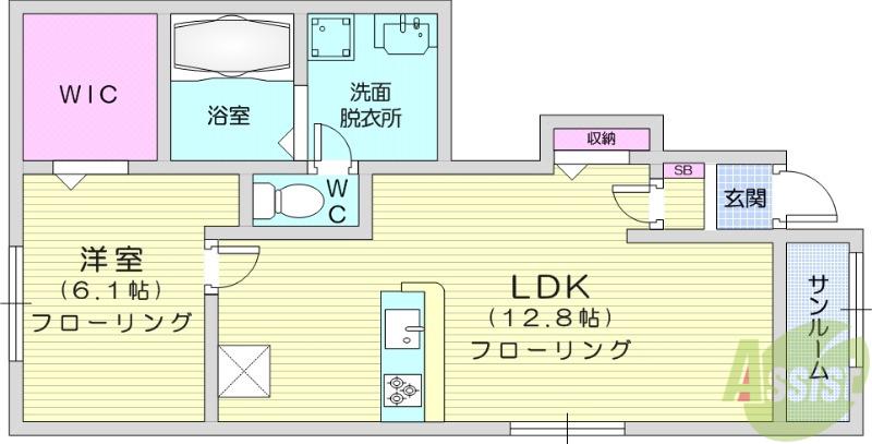 ブレスサイドヒルズ1(1LDK/1階)の間取り写真