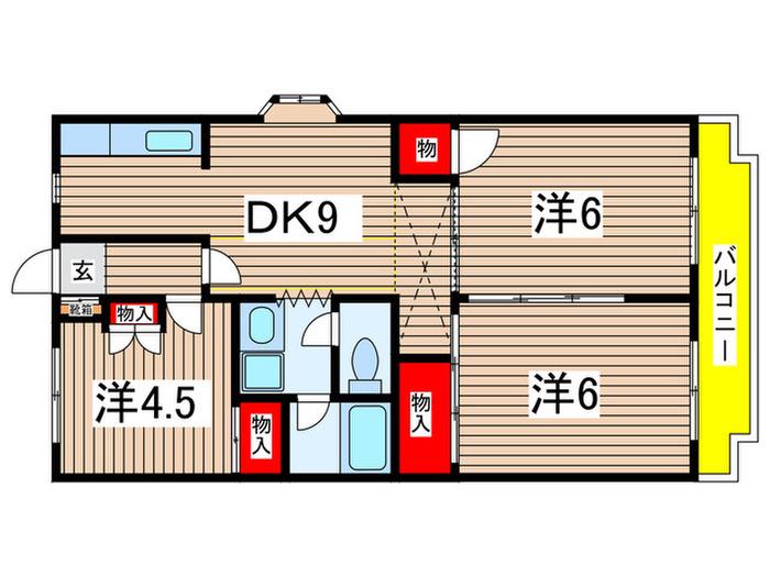 ランドール6(3DK/1階)の間取り写真