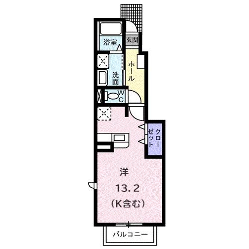ブリューワリー土生A(ワンルーム/1階)の間取り写真