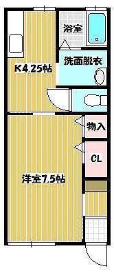 MスクエアIII(1K/1階)の間取り写真