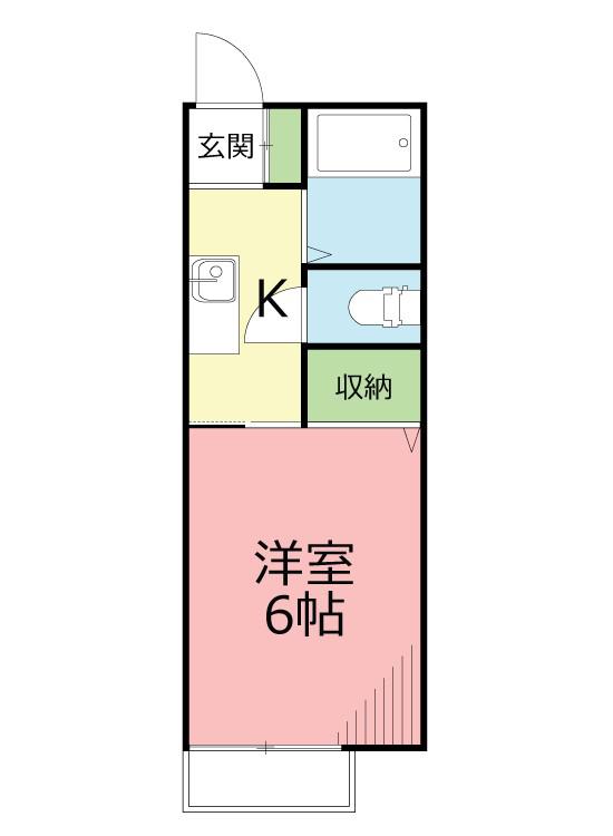 ロンディネ平塚(1K/2階)の間取り写真