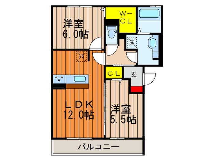 FIORENTE UNO(2LDK/3階)の間取り写真