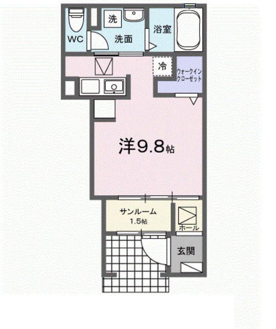 エレシエル(ワンルーム/1階)の間取り写真