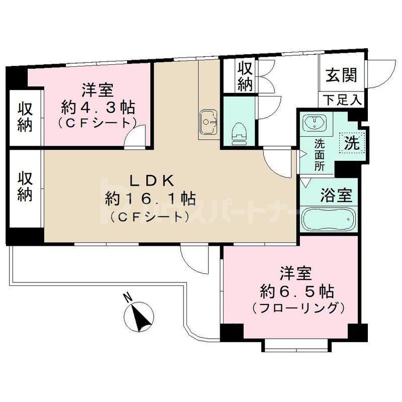LEO六拾弐番館(2LDK/4階)の間取り写真