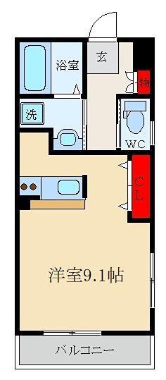 シャンテ-中宮III(ワンルーム/3階)の間取り写真