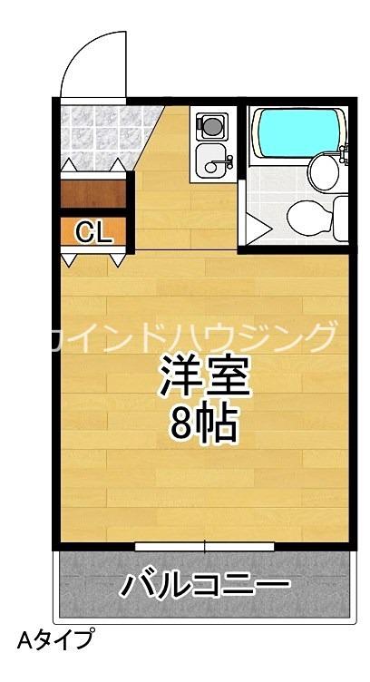 プリス清水丘(1K/2階)の間取り写真