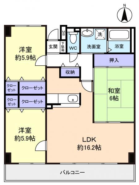 アイングレース八千代(3LDK/7階)の間取り写真