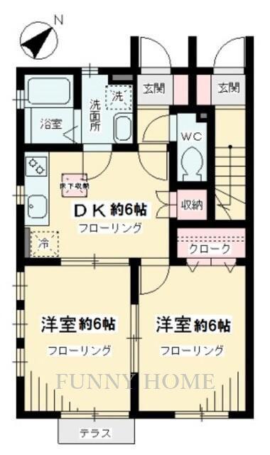 ビオト-プ桜丘A(2DK/1階)の間取り写真