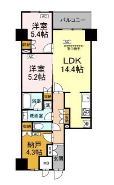 サンジョイアゼロ(2SLDK/3階)の間取り写真