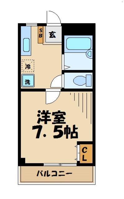 トロワピジョン(1K/1階)の間取り写真