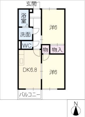 メゾンドゥ・スタシオン(2DK/2階)の間取り写真