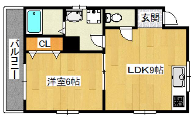 深沢ハイムB(1LDK/3階)の間取り写真