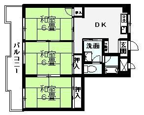 ハイツ瑞穂(3DK/7階)の間取り写真