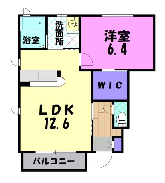 リヴェール C(1LDK/1階)の間取り写真