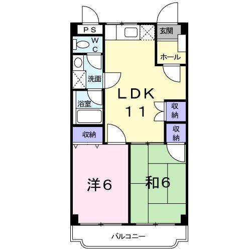 コーポ外間(2LDK/2階)の間取り写真