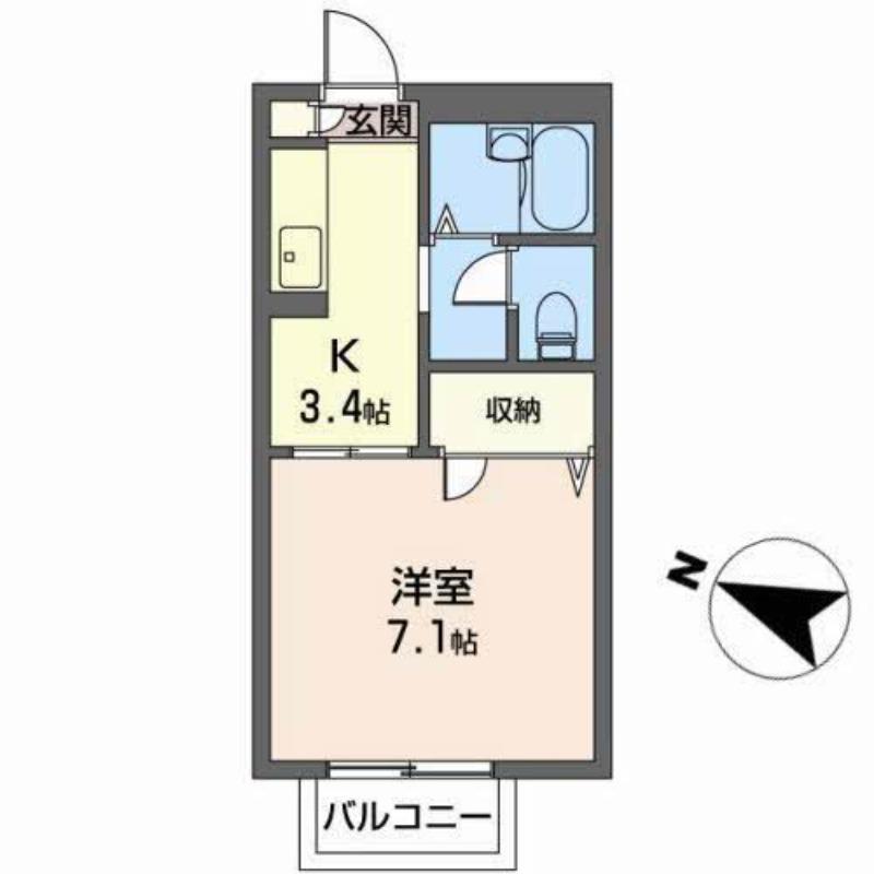 ジュネス山の寺II(1K/2階)の間取り写真