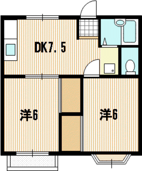 ヴェルデパルコ(2DK/2階)の間取り写真