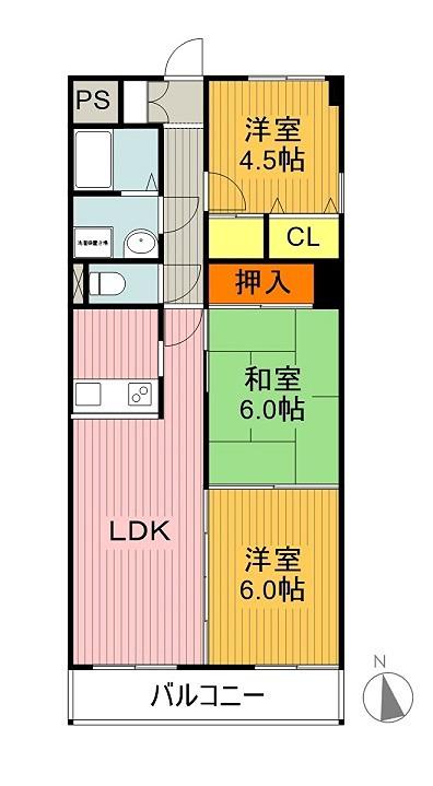 トレンディーイマI(3LDK/3階)の間取り写真