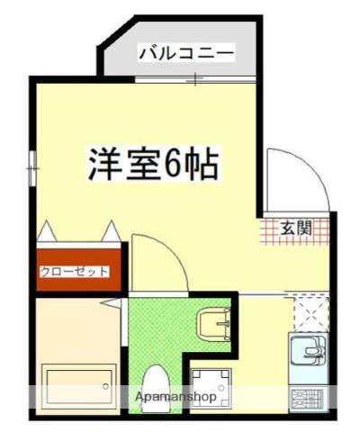 メゾン ド コリーヌ 坂下町(1K/1階)の間取り写真