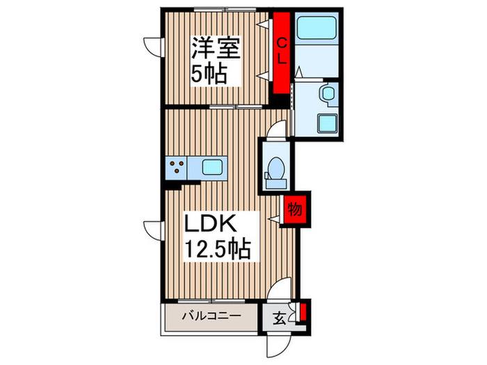 埼玉高速鉄道 新井宿駅 徒歩5分 2階建 築4年(1LDK/1階)の間取り写真